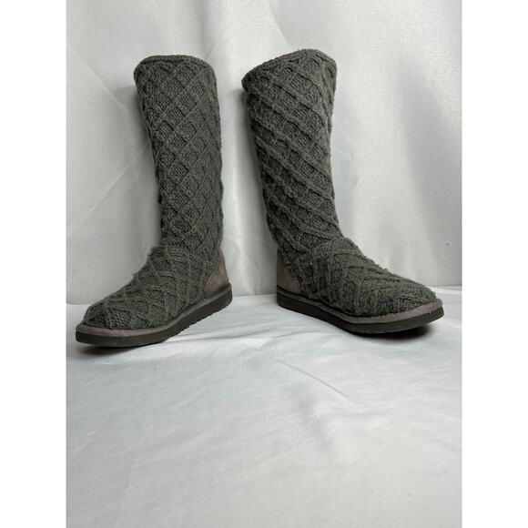 Ugg Cardy dark grey sweater classic tall 3 button womens boots SZ 4 - Picture 2 of 7
